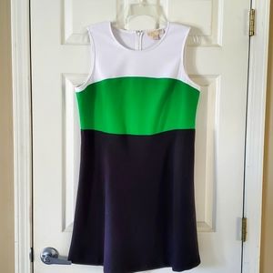 MICHAEL KORS - sleeveless color block dress green black white